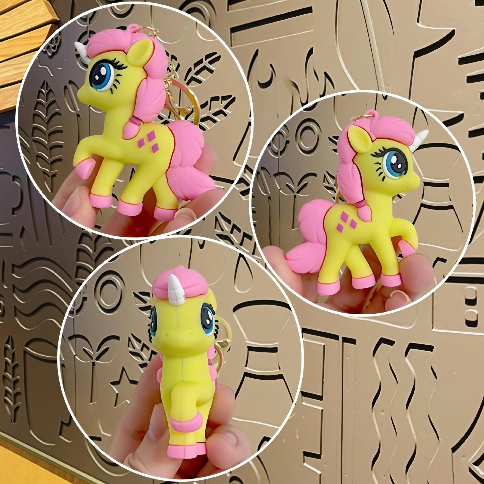 Caricatura lindo pony Polly llavero unicornio colgante PVC pegamento blando pony muñeca accesorios bolsa en stock image 5