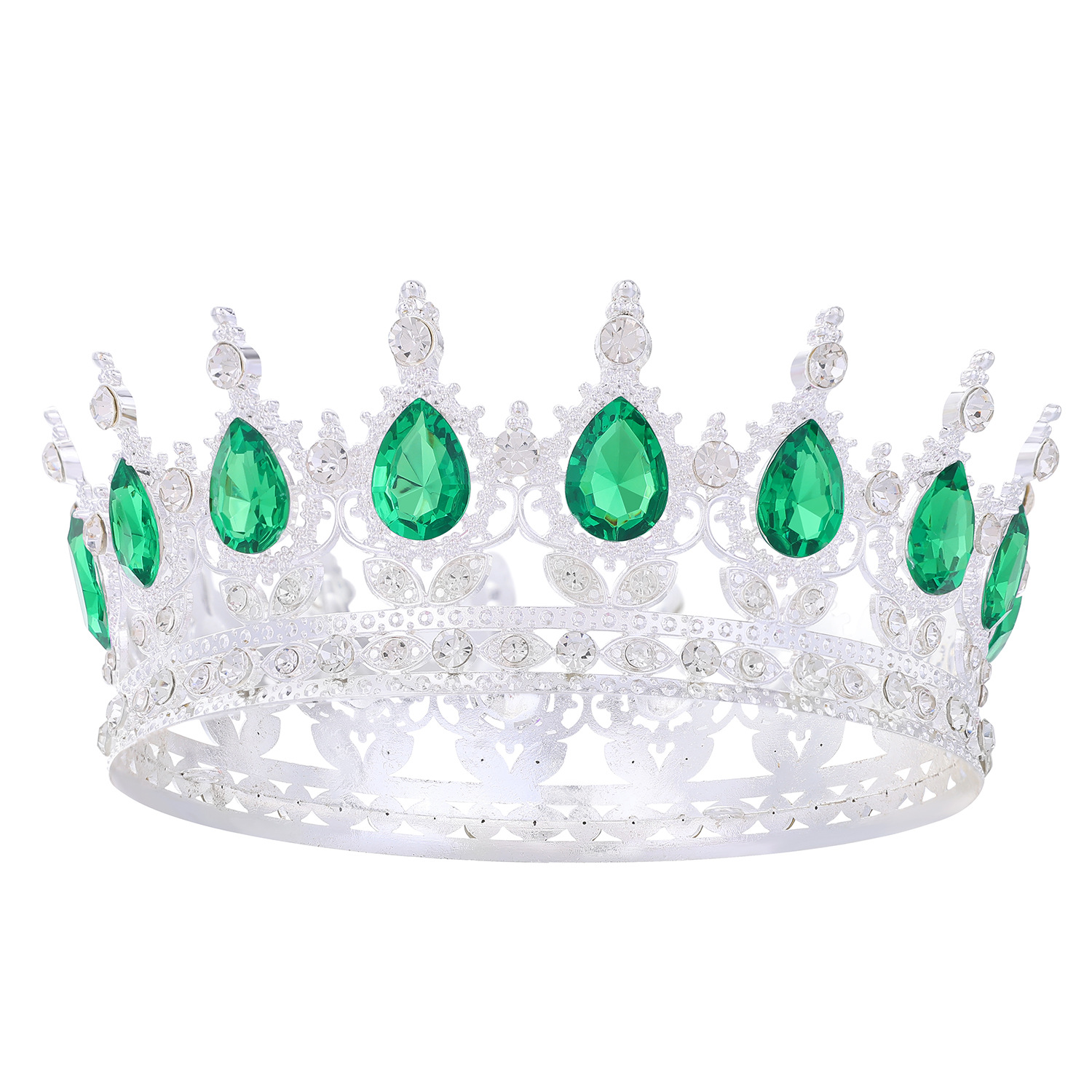 Barroco transfronterizo corona redonda cabeza de novia europea regalo de cumpleaños barroco corona redonda joyas para el pelo