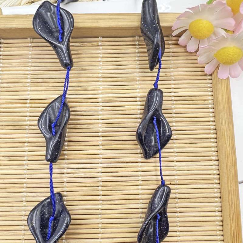 新型天然緑東陵虎石ラッパ花朝顔のイヤリングネックレスペンダントアクセサリー|undefined