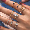 Fashionable zirconium, ring with stone, set, European style, boho style, wholesale