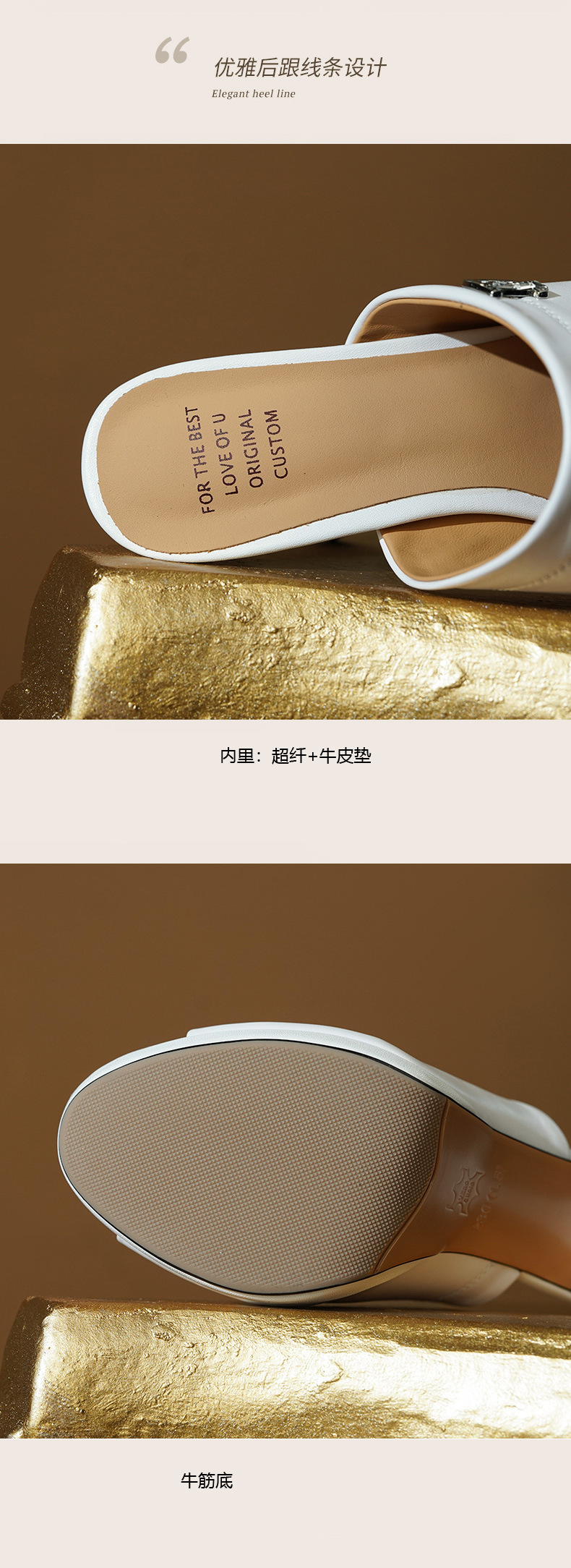 Sandal cao gót nữ quai ngang hở mũi gót 10 cm — đen chi tiết 8