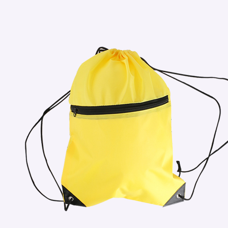 Bolso con cordón impreso LOGO tela de poliéster cremallera bolsa de cordón mochila bolsa de cordón de algodón en stock al por mayor image 7