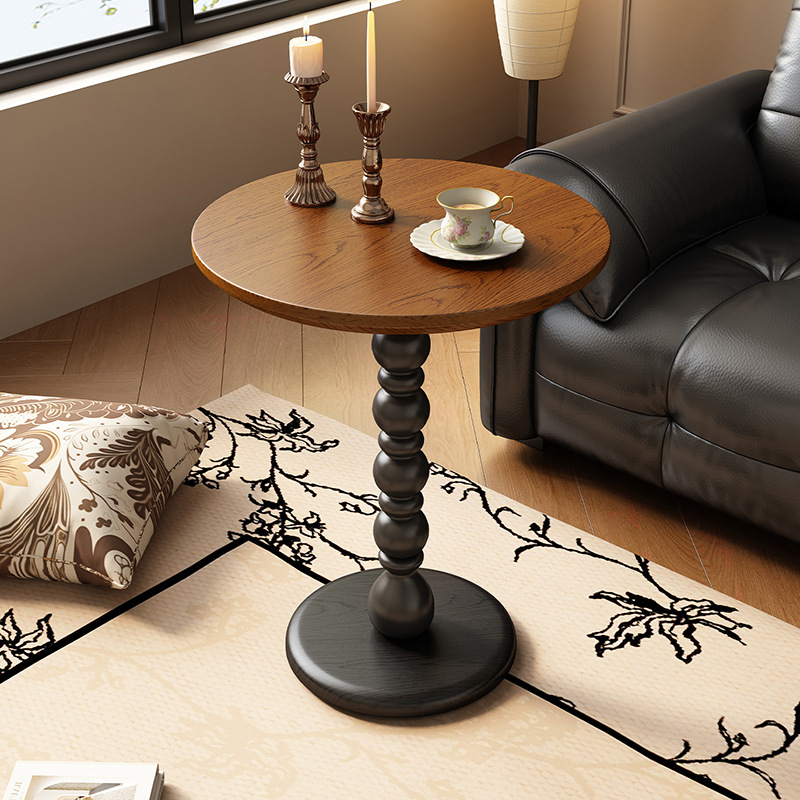 American Retro Sofa Side Table Solid Wood Antique Style Furniture Corner Table Living Room French Coffee Table Leisure Small Round Table