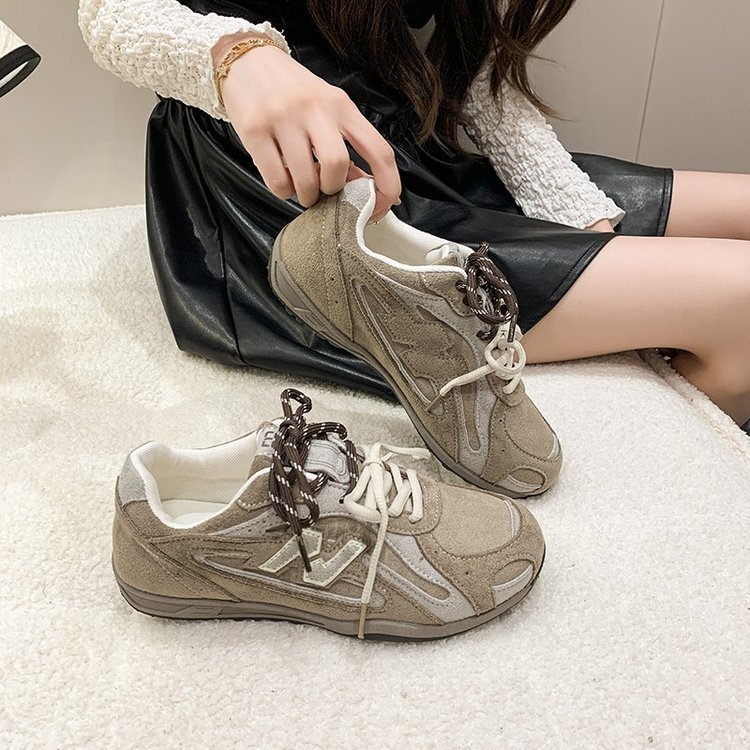 ins潮明星同款内增高德训鞋女2025秋冬新款拼色小众设计感休闲鞋|undefined