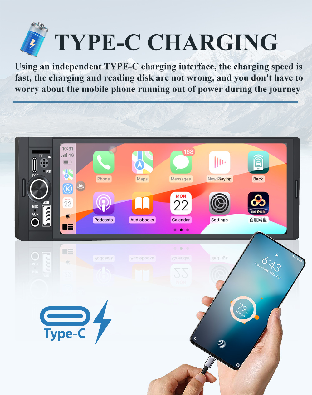 6.36inch General Motors Central Control Display Screen Car Navigation System All-In-One Gps Navigation Wireless Carplay