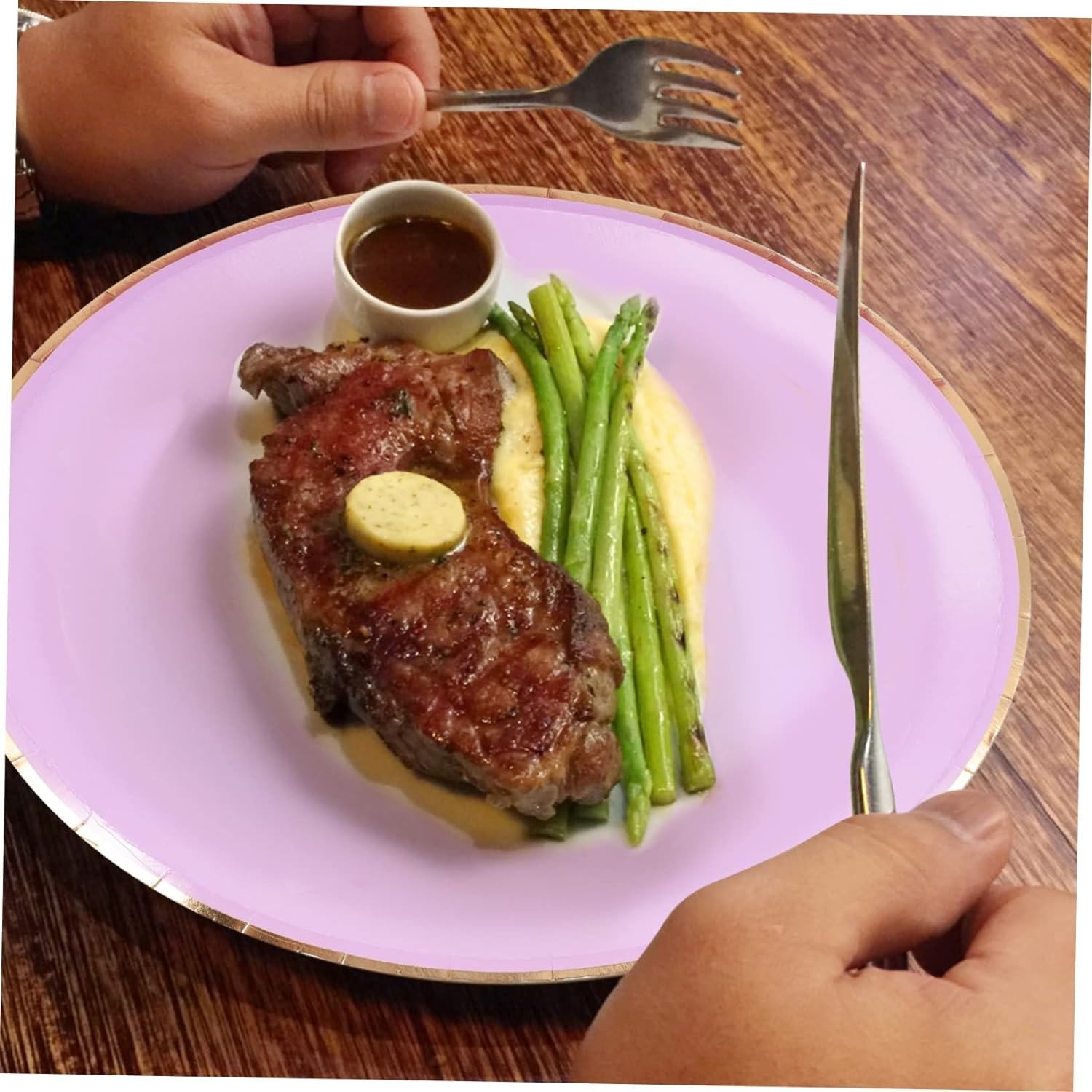 Party cake fruit tray purple party tableware set disposable plates cups napkins birthday wedding use