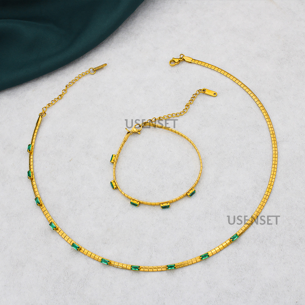 Simple Style Geometric Stainless Steel Gold Plated Zircon Necklace