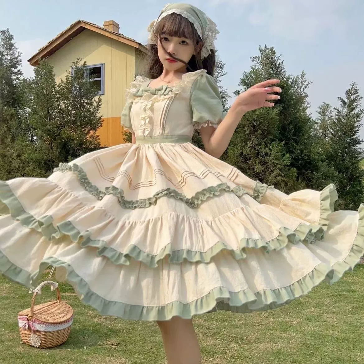 Дизайн короткий рукав платье, стиль Lolita, Lolita OP