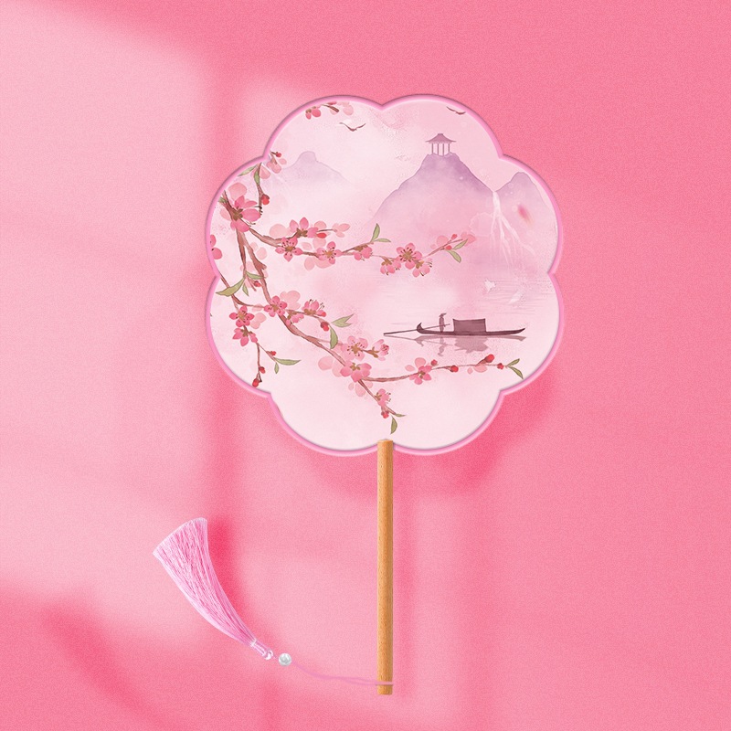 Fan de grupo de verano de estilo chino Han ropa de danza fan de estilo antiguo cheongsam ropa antiguo niños pequeños ventiladores redondos niñas ventiladores de bordilla