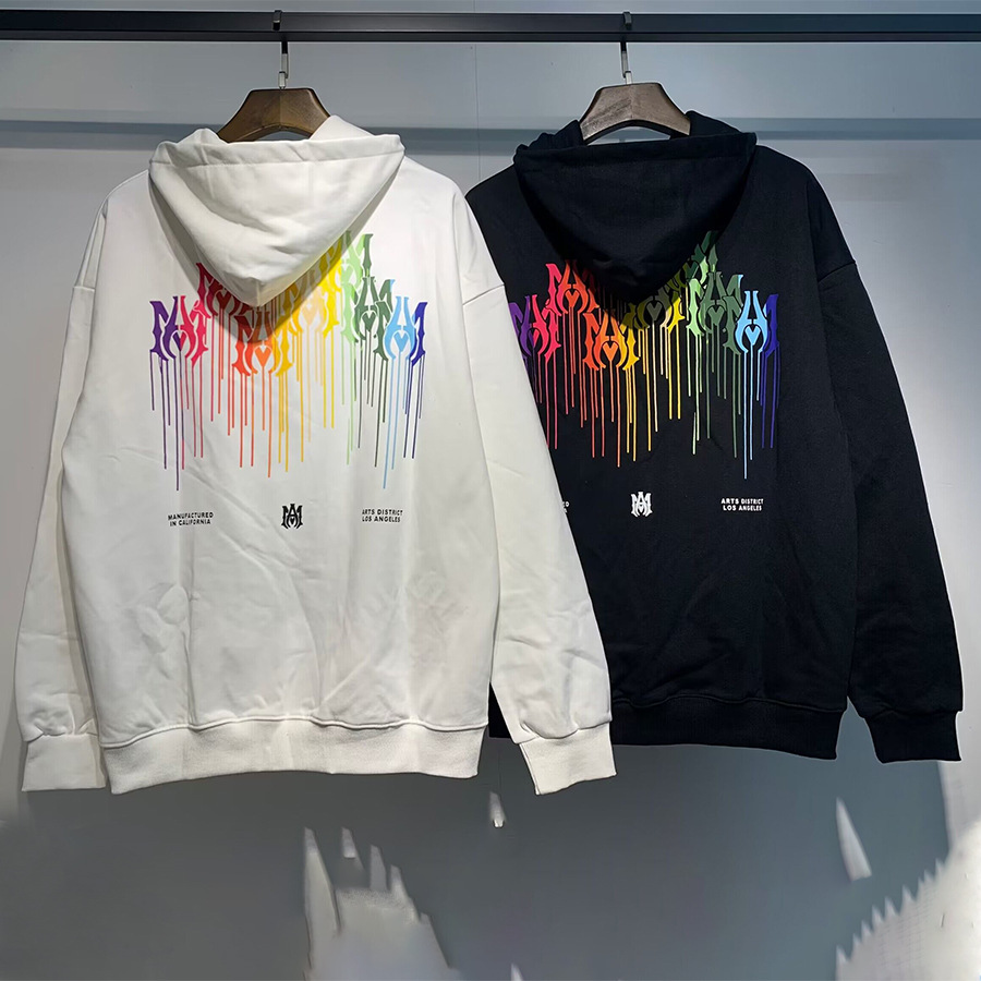 AMIRI suéter colección de letras de impresión transfronterizas 360 gramos de anillo masculino suelto casual sudadera encapuchada