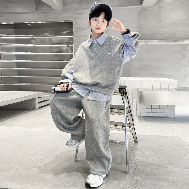 Boys' Spring Outfit Set, Cool and Stylish 2026 New Model, Children's Spring Sweatshirt Sportswear, Big Kids' Summer Short-Sleeve Two-Piece Set Boys' Spring Outfit Set, Cool and Stylish 2026 New Model, Children's Spring Sweatshirt Sportswear, Big Kids' Summer Short-Sleeve Two-Piece Set