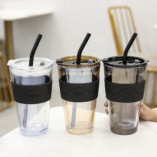 Northern Lights Glass Straw Home Student Straw Cup Portable Internet Celebrity Couple Niche High-Looking Drinking Cup