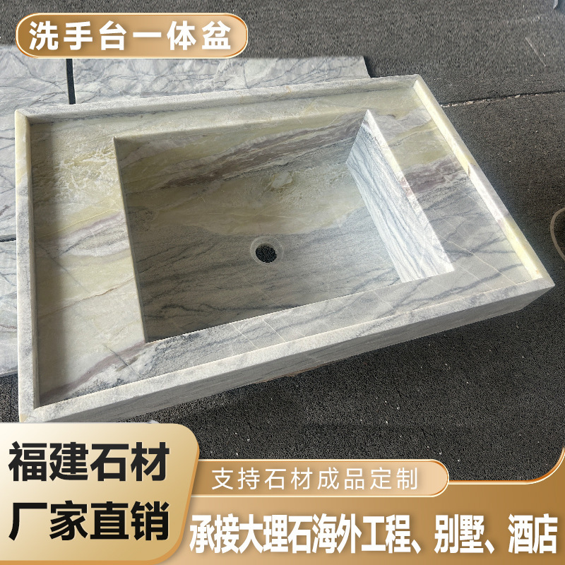 Natural Marble Bathroom Sink Integrated Basin Courtyard Sink Basin Outdoor Stone Sink Cabinet Basin Combination