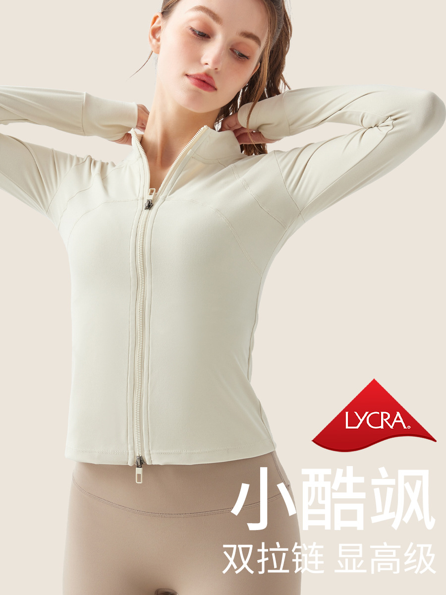 Nueva chaqueta deportiva transfronteriza Ropa de entrenamiento de manga larga para mujer, primavera y otoño, cardigan de yoga superior para correr ropa de yoga blusa