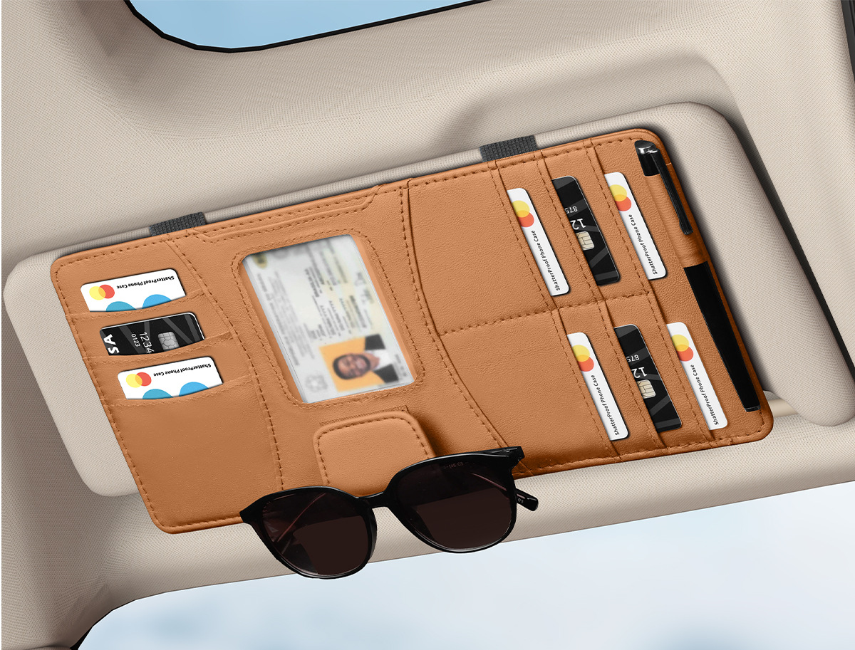 Car Sun Visor Multifunctional Storage Bag Photo Holder Document Holder Receipt Holder Glasses Holder Car Storage Card Box