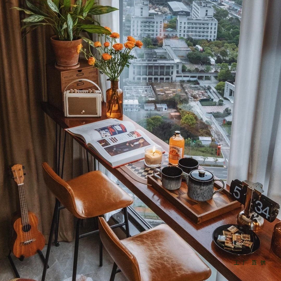 Solid Wood Bar Table Balcony Home Combination Simple Commercial Long Wall Narrow Table Small Bar High Table