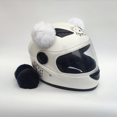 Hair ball Ears Helmet ornament skiing lovely personality motorcycle Electric vehicle knight Plush a pair