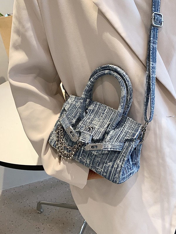 Bolso de mano retro desgastado de mezclilla para mujer, bolso de hombro tipo bandolera grande y pequeño para comercio exterior transfronterizo.