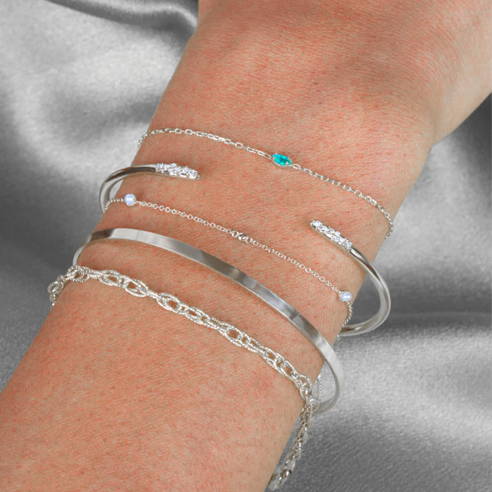 4g Weight Zircon Inlay Material Bracelets Classification 925 sterling silver Chain Material 1 Piece Quantity Daily Occasion 925 Sterling Silver Material Geometric Pattern Women's Gender Inlay Design Simple Style, Shiny Style 925 Sterling Silver Bracelets Simple Style Shiny 4