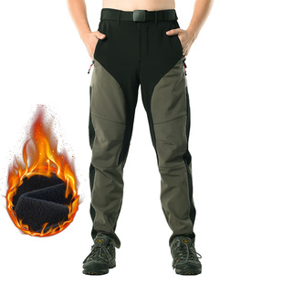 Winter Outdoor Soft Shell Assault Pants Men's Velvet Thickeneded Water-Repellent Ski Mountaineering Pants Warm Sports Pants Casual