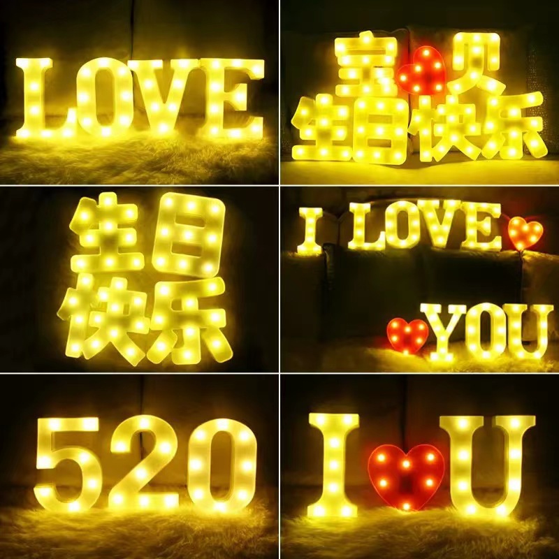 26 lámparas de letras INS viento digital modelado luz de atmósfera propuesta de boda fiesta de cumpleaños decoración de luces