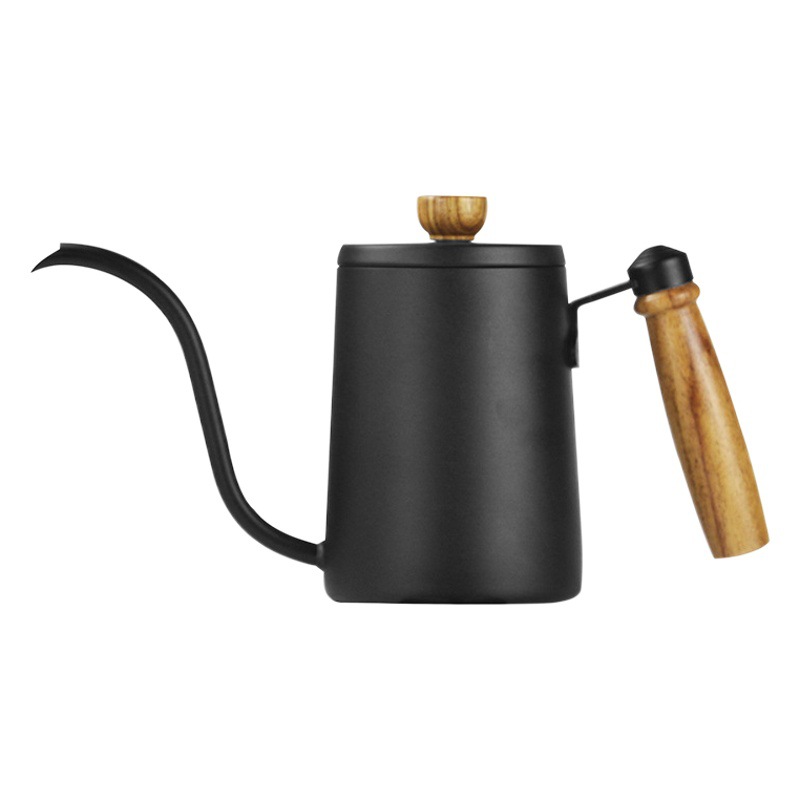 Olla de mano de café Sffine, mango de madera maciza, boca delgada, olla de cuello de cisne, olla de oreja colgante, filtro de goteo, cafetera de boca fina