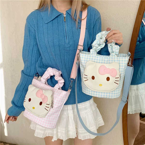 Cartoon Kt Cat Girly School Bag Large Capacity Student Cute Crossbody Bag Japanese Sweet Campus Shoulder Bag Wholesale