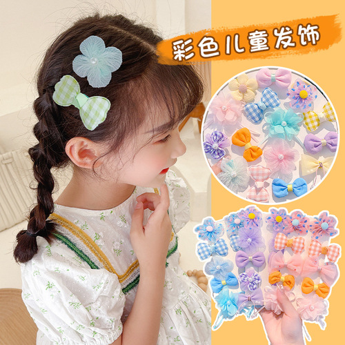 Children's Hair Clip Butterfly Knot Flower Set Little Girl Side Clip Cute Pink Clips Korean Baby Hair Accessories for Girls
