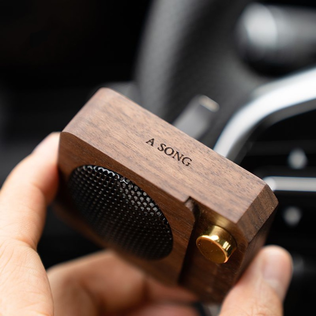 Mini altavoces de madera negra de alta gama, expansor de fragancia de automóvil de madera sólida, salida de aire decorada, expansor de fragancia de automóvil