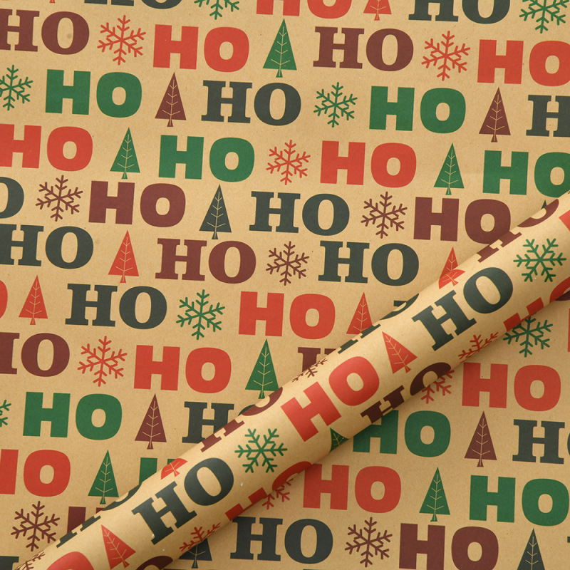 新しいレトロクラフト紙包装紙クリスマスプレゼント包装紙雪だるま鈴クリスマスツリーギフト紙|undefined