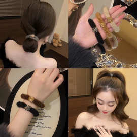 贵里贵气的高级感加粗头绳高弹力不伤发秋冬毛线发绳女生精致发圈