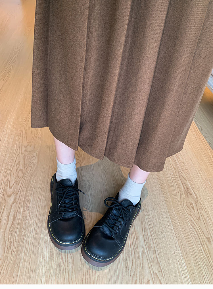 2023 outono/inverno nova saia plissada espessada com elástico e cintura alta emagrecimento e ajuste solto temperamento saia de comprimento médio_voghion.com