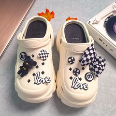 厚底洞洞鞋女款2024網紅DIY夏外穿沙灘防滑踩屎感包頭涼拖鞋