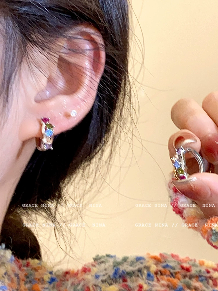 Серьги (Baoyu) S925 серебряные штифты с бантом и микроинкрустацией, малый яркий модный стиль