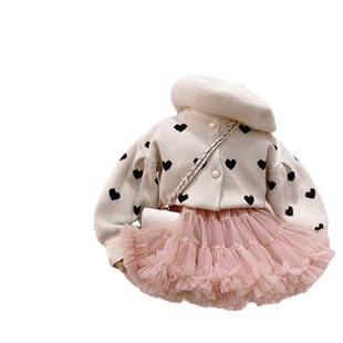 Girls' Knitted Korean Cardigan 2024 New Children's Wear Spring Jacket Loose Sports Sweater Children's Top for Baby