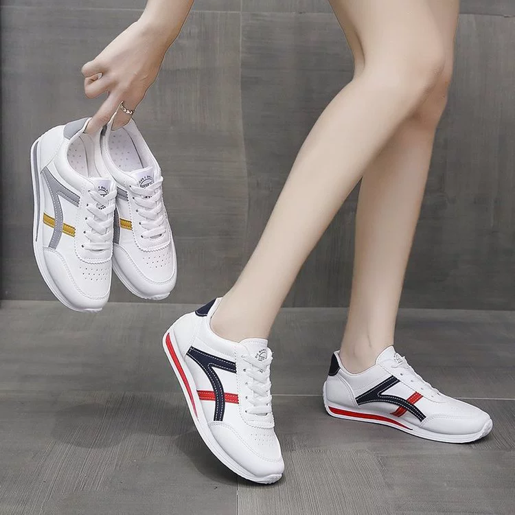 Tide, demi-season sports white shoes, footwear, 2023, for import, for running