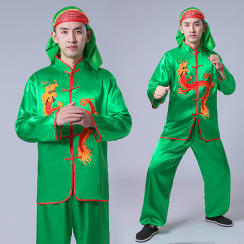 Square dance clothing, men's yangko clothing, ethnic dance clothing, gong and drum performance clothing, dragon dance team festival performance clothing, dragon clothing