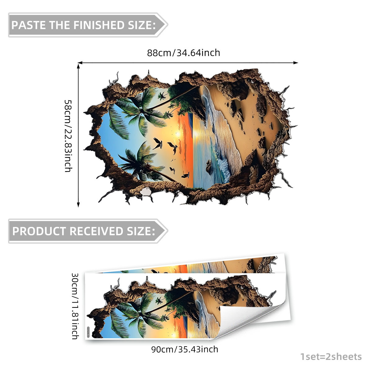 3d väggdekor ö solnedgång för vardagsrum och sovrum inredning_voghion.com