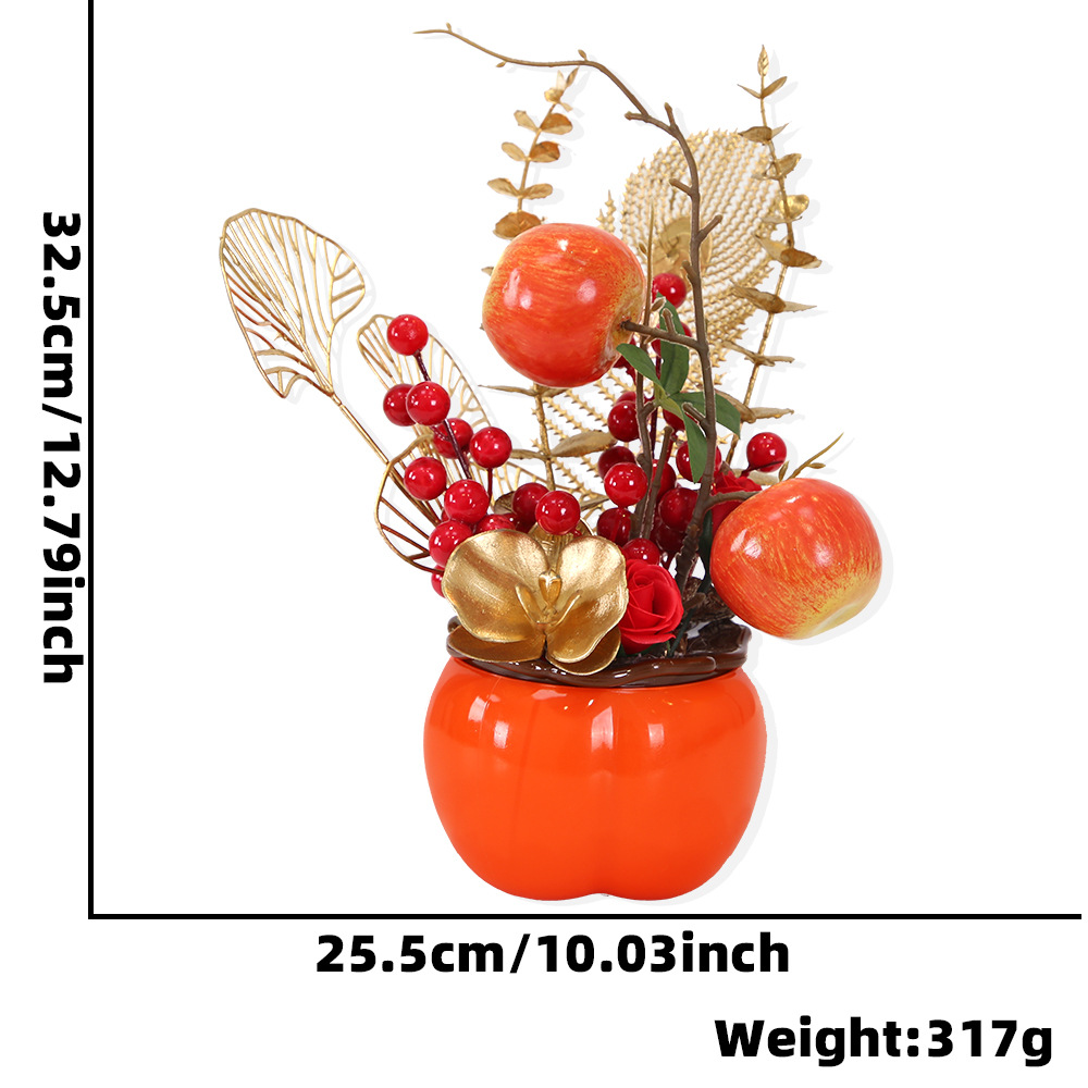 Flores de barril de bendición pequeñas macetas de mudanzas abiertas decoración de recepción de sala de estar, decoración de frutas ricas, maceta festiva