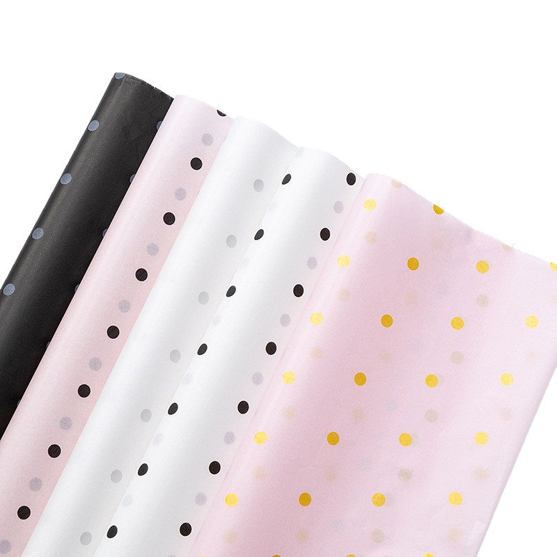 Papel de Seda de Lunares Rizado para Embalaje de Flores