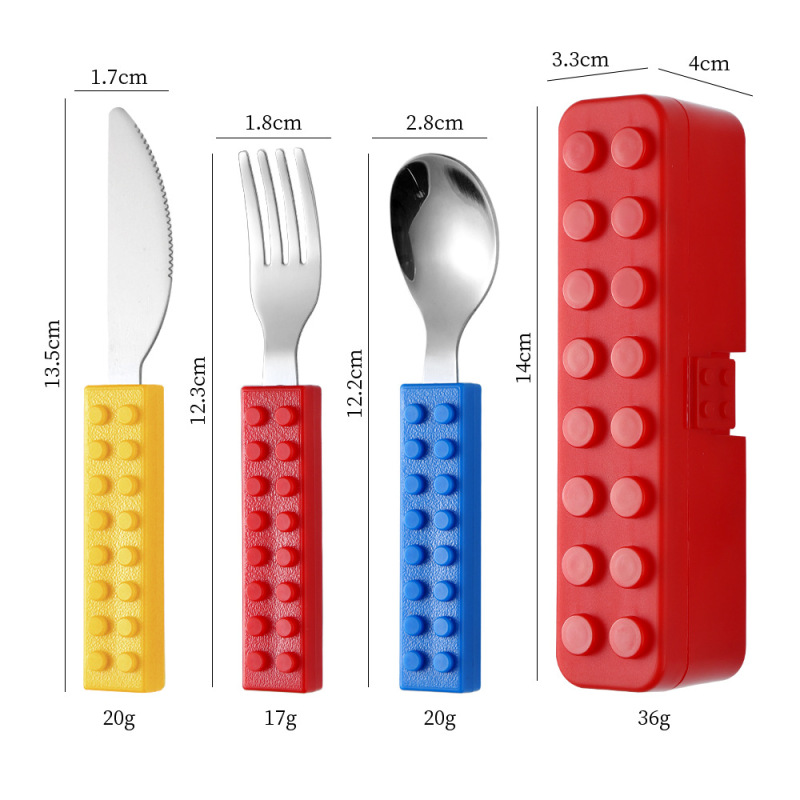 Amazon ビルディングブロック子供用ナイフ、フォーク、スプーンクリエイティブスプライス可能な洋食器かわいい楽しいベビーフォークとスプーンセット卸売|undefined