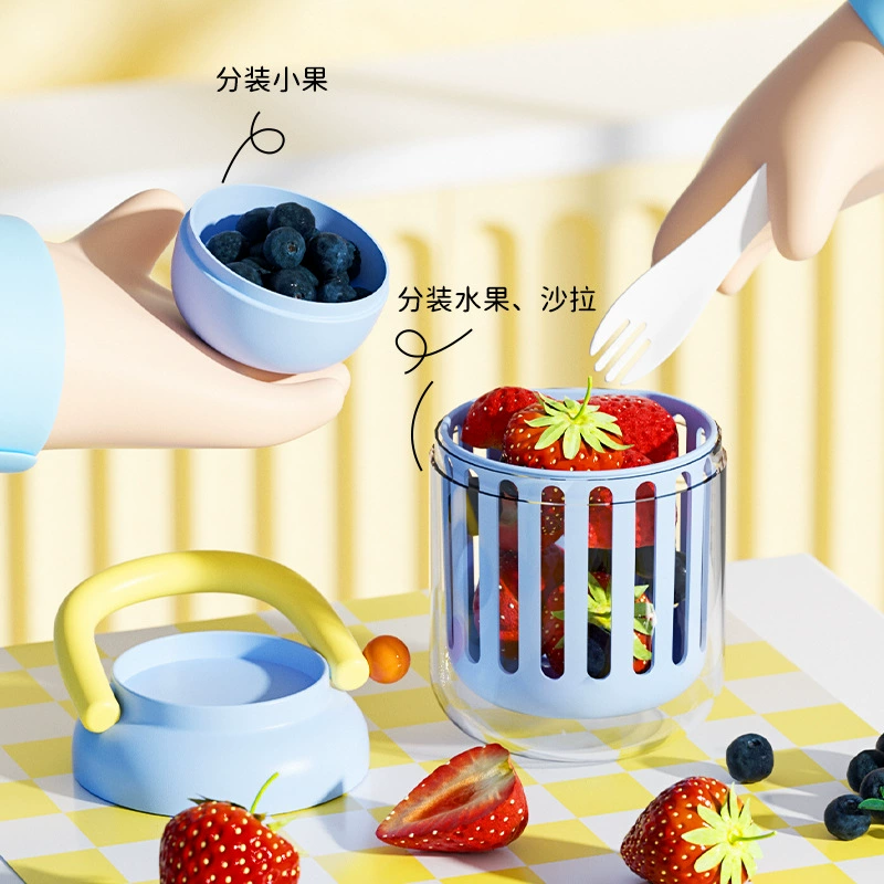 Салатная кружка портативная для фруктов и свежих продуктов, контейнер для овощей, лёгкая ёмкость для йогурта и на ночь овсянки