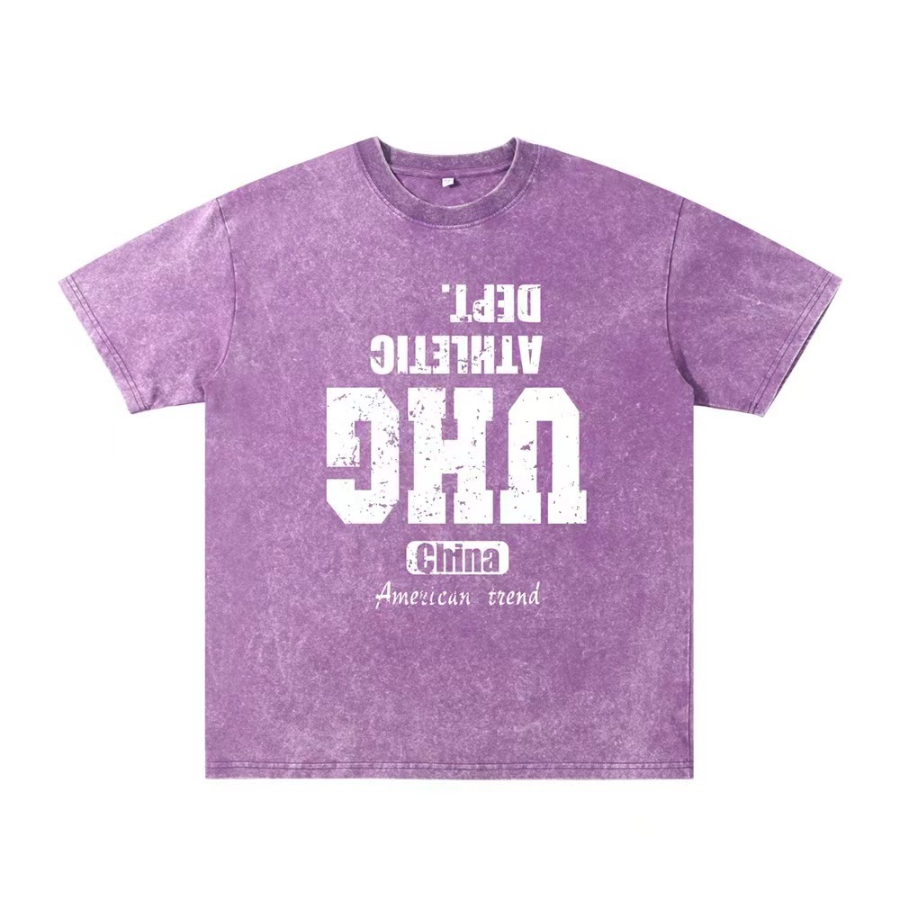 Cross-border hacer viejas camisetas de manga corta para hombres verano nuevo cuello redondo suelto sobretamaño retro americano inns Europa y América superior