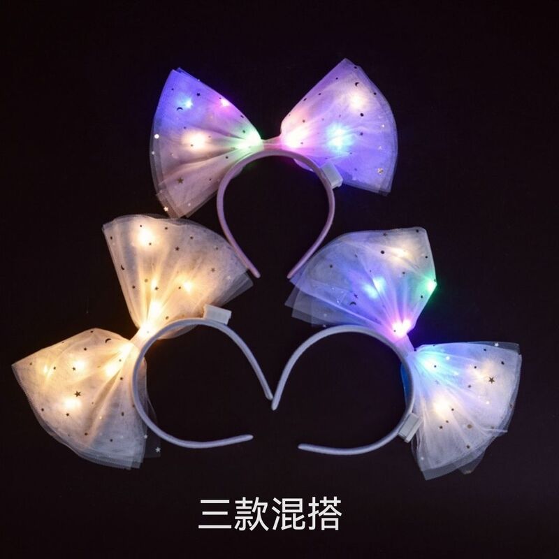 Internet celebrity headband bow luminous headband sweet photo fairy headdress concert luminous toy stall wholesale