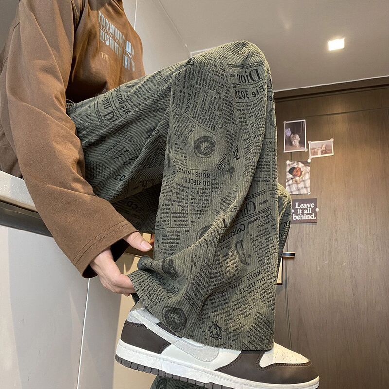 Casual Corduroy Pants for Men, Autumn 2026 New Trendy Brand Loose Straight Wide-Leg Trousers