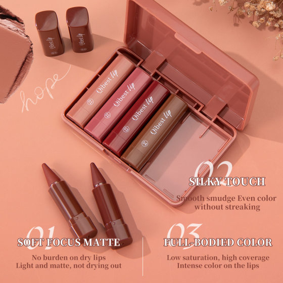 QIBEST durable and easy to color matte matte rotating lipstick pen natural waterproof not easy to decolorization lip liner suit