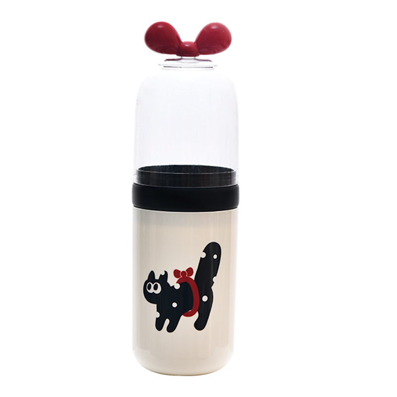 Caja de cepillo de dientes de viaje de gato, taza de enjuague portátil, taza de cepillo de dientes de PET, taza de lavado, caja de aparatos de dientes, recipiente de pasta de dientes