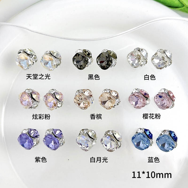 Net Celebrity Nail Art Pile Drill Finished Product Alloy Inlaid Drill Flash Finished Product Fat Square Light Luxury Nail Wear Armor Decoration