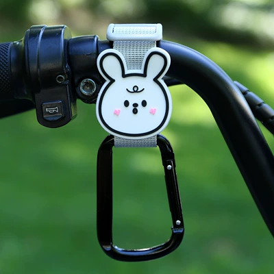 Cute Cartoon High-Value Stroller — Other Electric Vehicle Accessories - gray-woven-strap-square-buckle-simple-rabbit-short-style
