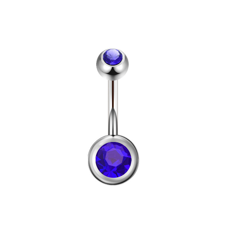 Stainless Steel Banana Bar Double-ended Rhinestone Ball Piercing, European And American Body Piercing Jewelry, Colorful_voghion.com